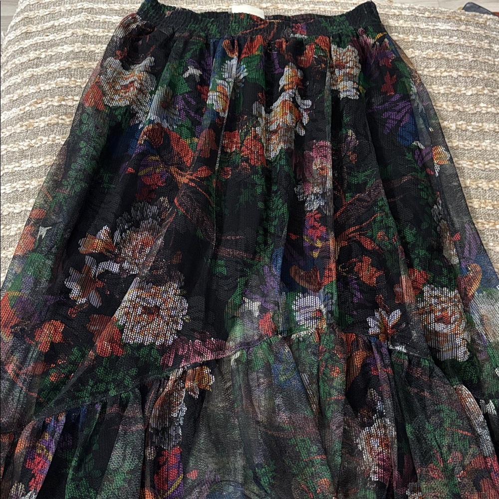 Anthropologie Meena Skirted Pants, by Maeve Floral Ruffle Midi Skirt Size M NWOT - Picture 13 of 14